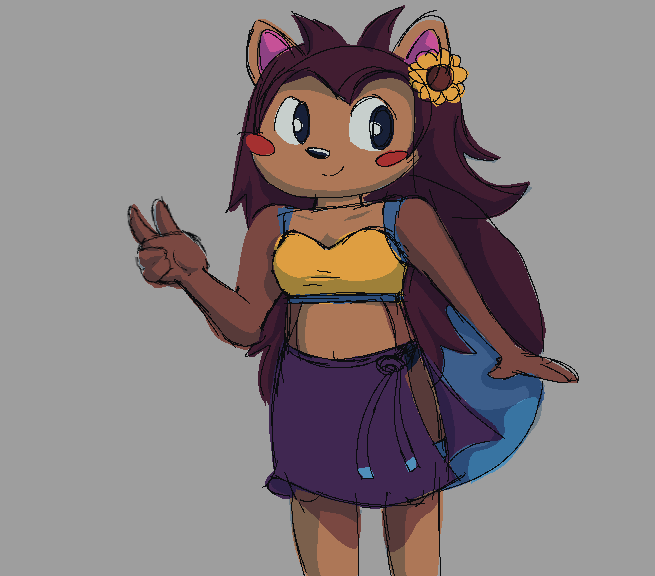 Fanart of Pochette from Backpack Hero in her new Summer alternate outfit.